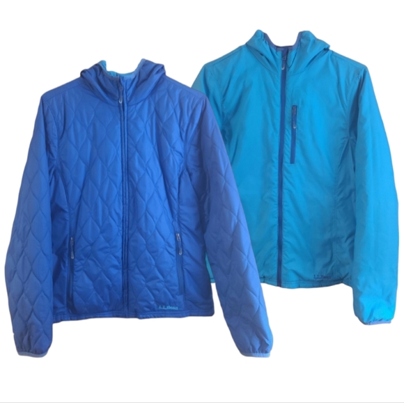 L.L. Bean Jackets & Blazers - NWOT L.L.Bean Women's Blue/Teal 2-In-One Reversible Quilted Puffer Jacket Size S